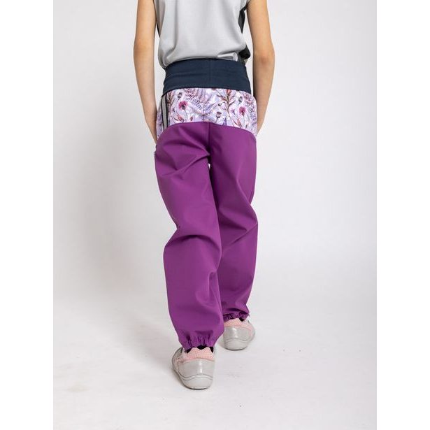 Unuo, Dětské softshellové kalhoty s fleecem, Ostružinová, Louka