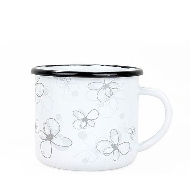 hrnek d 8cm bílý, KVĚTY, PREMIUM, 0,35l smalt