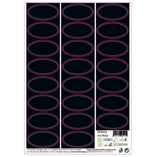 etikety OVÁL ČERNÉ 23ks, samolepky