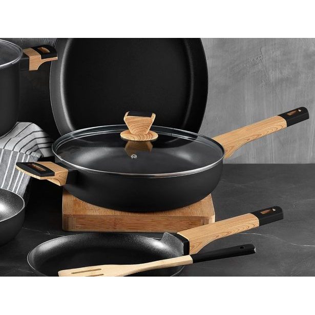 BERGNER Pánev hluboká s nepřilnavým povrchem a poklicí 28 cm Earth Black BG-34628-BK