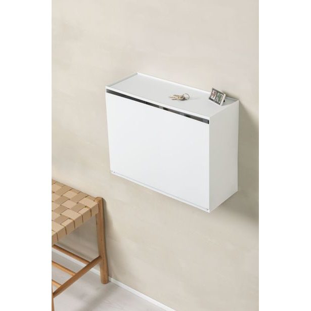 botník 45,2x18,3x36cm BÍLÝ, závěsný, pro 2páry bot, plast