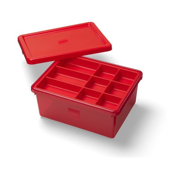 LEGO úložný box s organizérem - červená