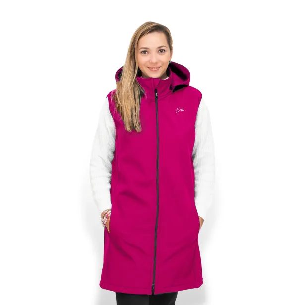 ESITO Dámská dlouhá softshellová vesta Raspberry pink - malinová
