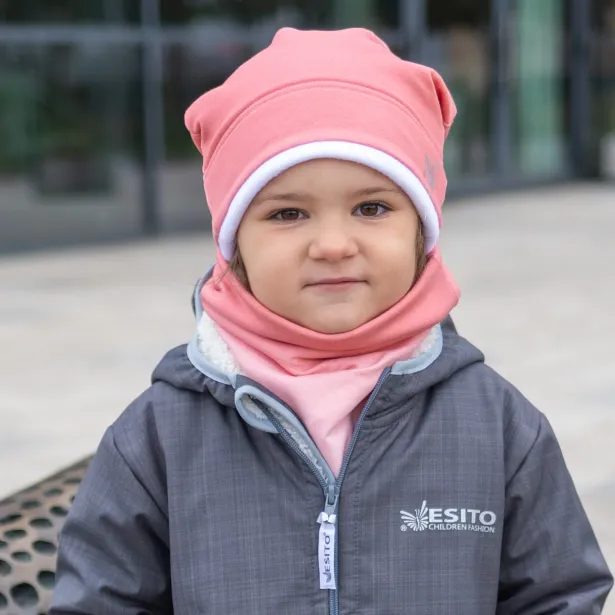 ESITO Zimní čepice spadená Duha tmavá - růžová