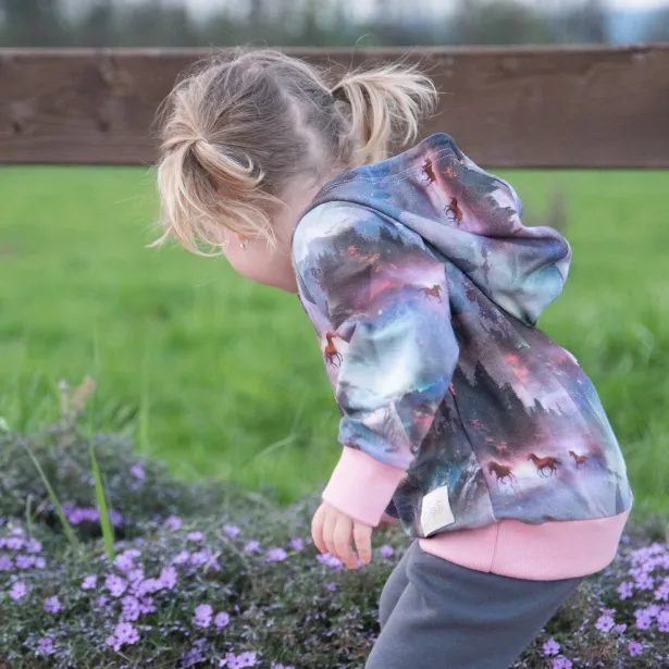 ESITO Dětská mikina s kapucí Horses - růžová