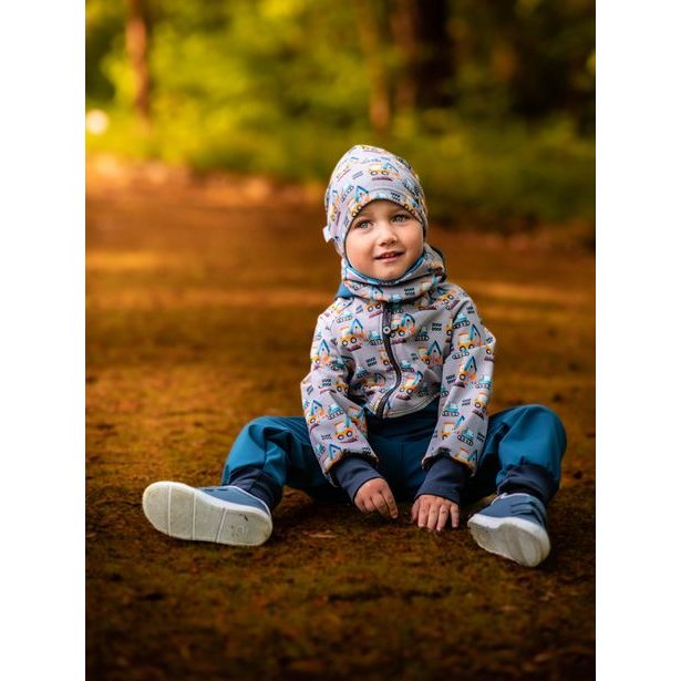 Unuo, Batolecí softshellová kombinéza s fleecem Mini, Kobaltová, Bagry