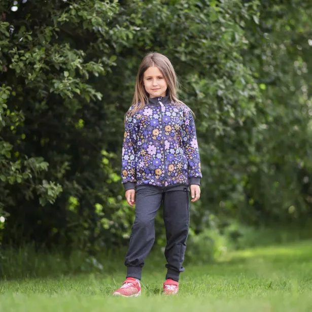 ESITO Mikina na zip Grafit Podzimní květy - šedá