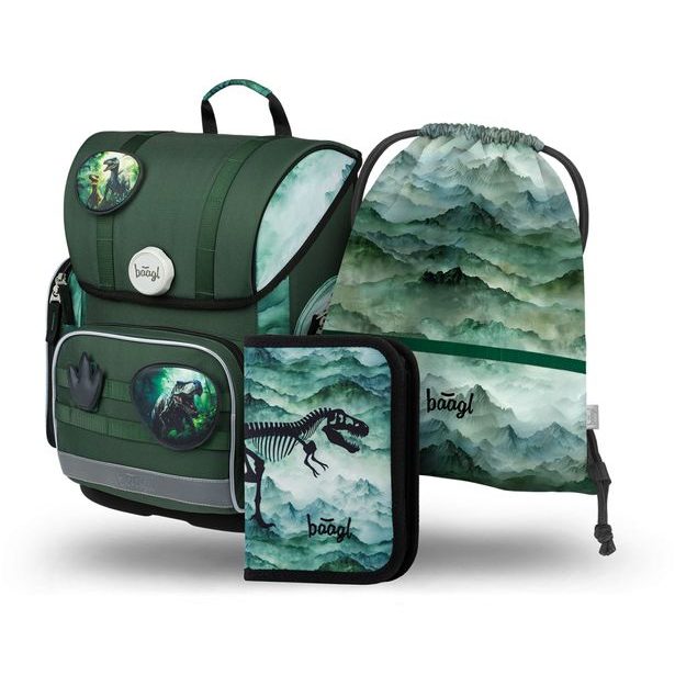 BAAGL SET 3 Ergo Dino: aktovka, penál, sáček