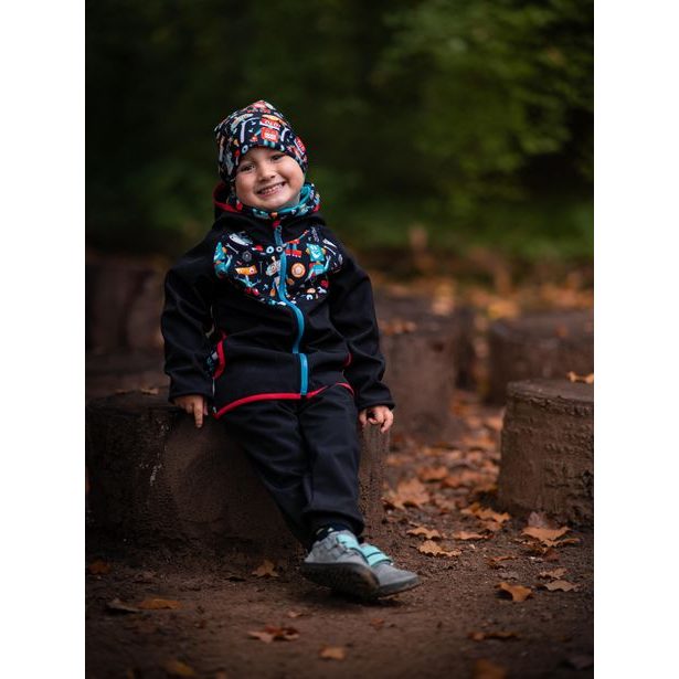 Unuo, Batolecí softshellové kalhoty s fleecem, Černá