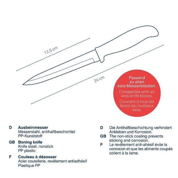 KELA Nůž vykošťovací Acida nerez černý 24,0cm KL-11407