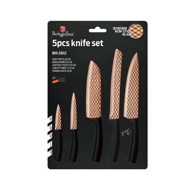 BERLINGERHAUS Sada nožů s nepřilnavým povrchem 5 ks Black Rose Collection BH-2612