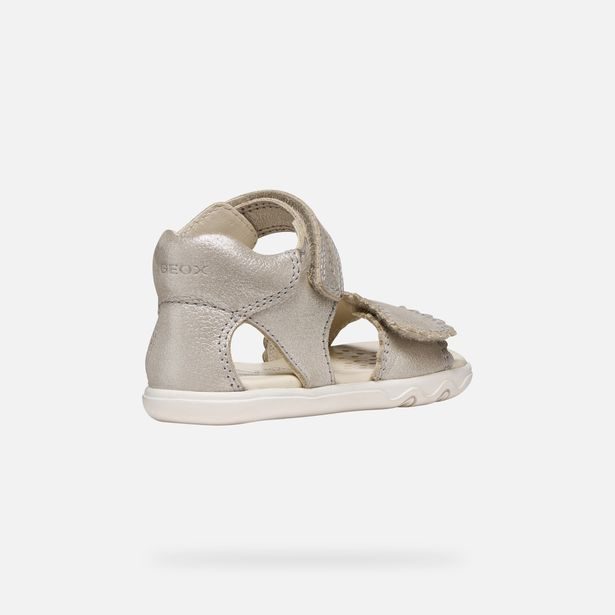 Béžové dívčí barefoot sandály Geox Sandal Steppieup