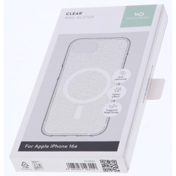 White Diamonds Mag Glitter, kryt pro Apple iPhone 16e, magnetický, průhledný s třpytkami