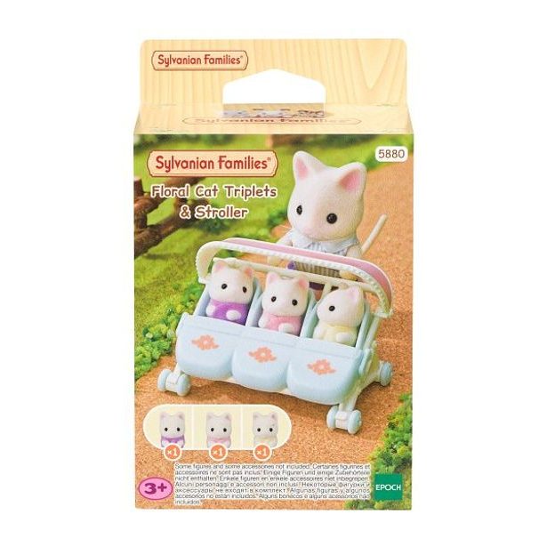 Sylvanian family Kočičí trojčata Floral s kočárkem