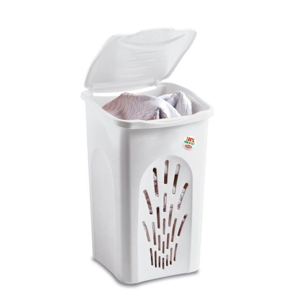 koš 50l na použ.prádlo bílý děrov.56x37x37cm