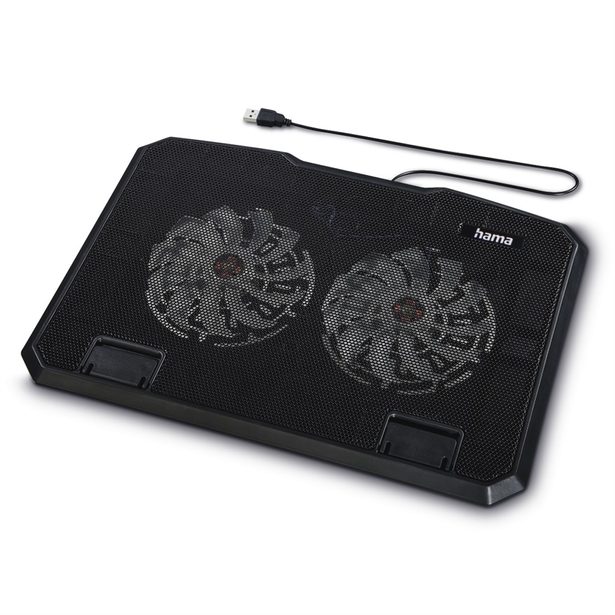 Hama chladicí stojan pro notebook Black Metal, 2 ventilátory, naklápěcí, modré podsvícení, tichý