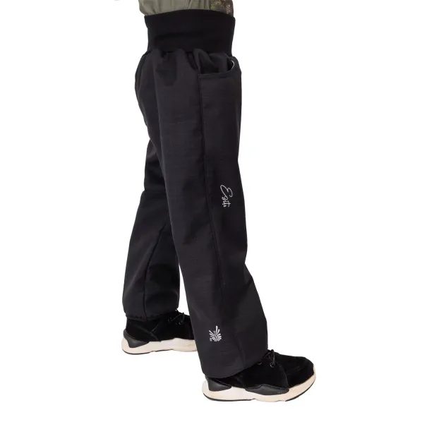 ESITO Dětské softshellové kalhoty s beránkem Black - černá