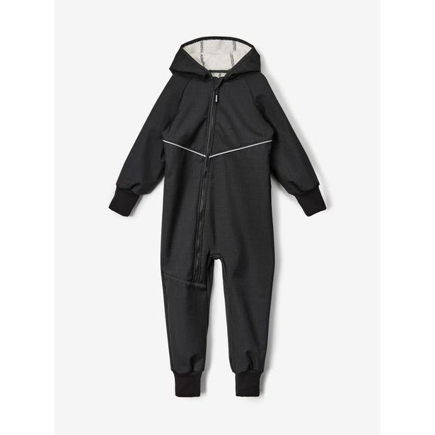 Unuo, Batolecí softshellová kombinéza s beránkem Mini, Černá Žíhaná