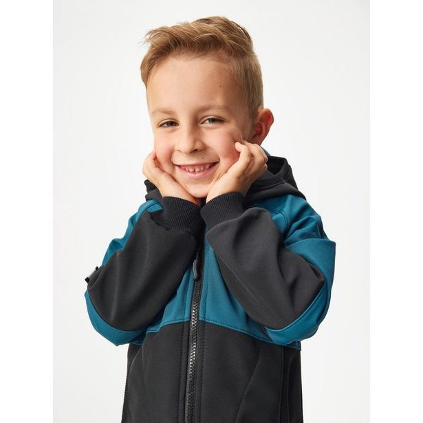 Unuo, Dětská softshellová bunda s fleecem Street, Černá, Kobaltová