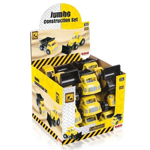 Sklápěcí auto a nakladač v displeji