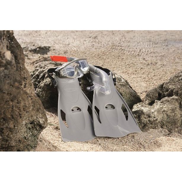 Šnorchlovací set - ploutve, brýle, šnorchl (šedý/modrý)