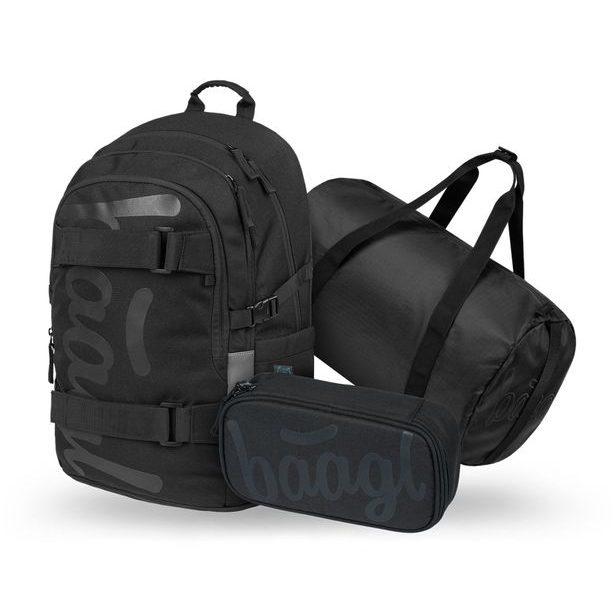 BAAGL SET 3 Skate Uni černá: batoh, penál, sportovní taška