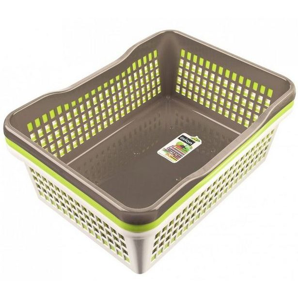 košík A4 38,5x25,7x 6,6cm, prolamovaný, 3barvy, plast