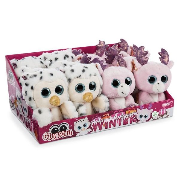 NICI NICI Glubschis DISPLAY plyš Sob Rosani a Sova Ulula 15cm, 12ks á 2 druhy, GREEN