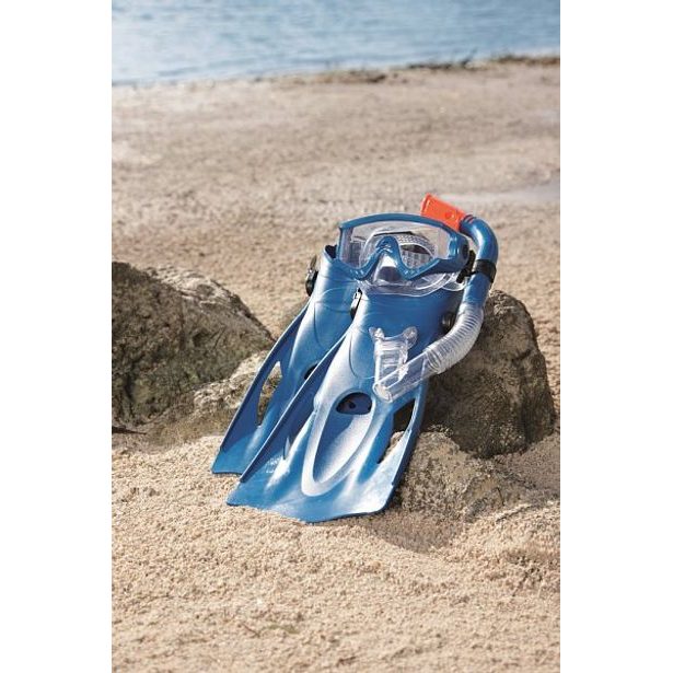 Šnorchlovací set - ploutve, brýle, šnorchl (šedý/modrý)
