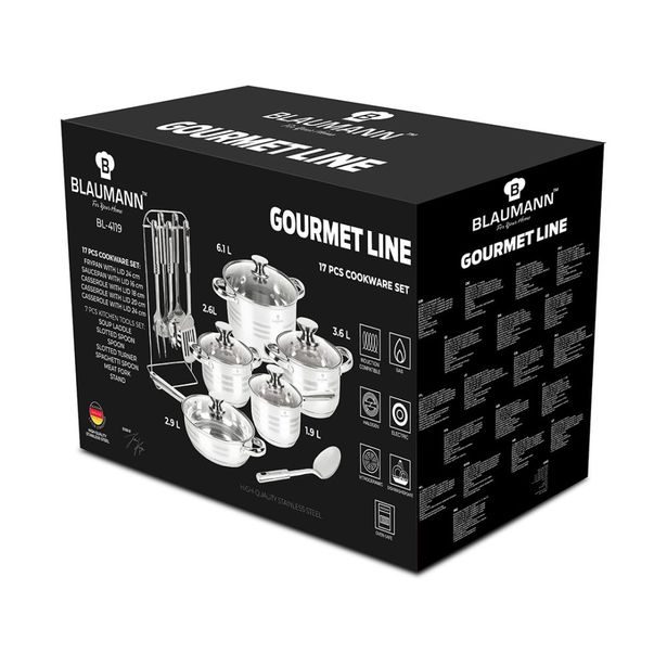 BLAUMANN Sada nádobí nerez 17 ks Jumbo Gourmet Line BL-4119