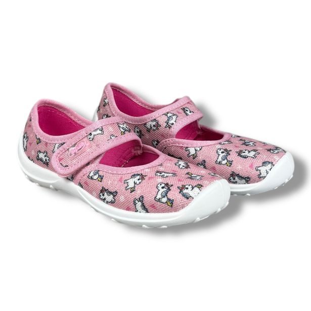 Domácí obuv, baleríny Befado - růžové, jednorožci