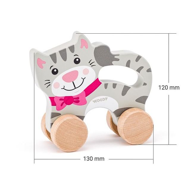 WOODY Kočka na kolečkách s držadlem