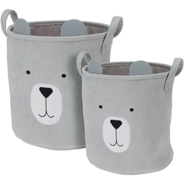 HOMESTYLING Dětský úložný koš na prádlo i hračky válec sada 2 ks šedá KO-HZ1993030seda