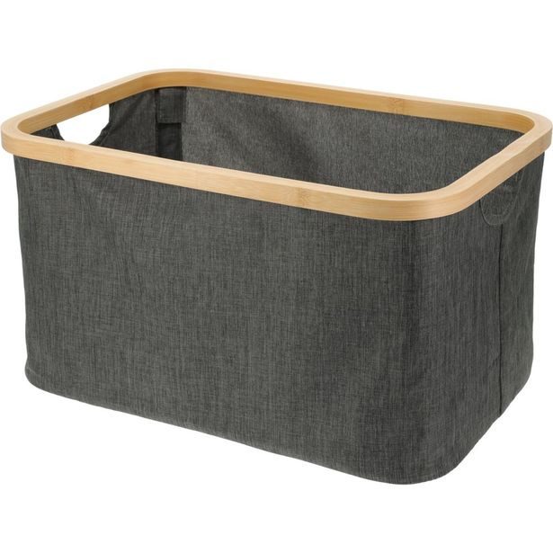 BATHROOM SOLUTIONS Koš úložný na prádlo s bambusovým okrajem obdélníkový 45 x 25 cm KO-170495140