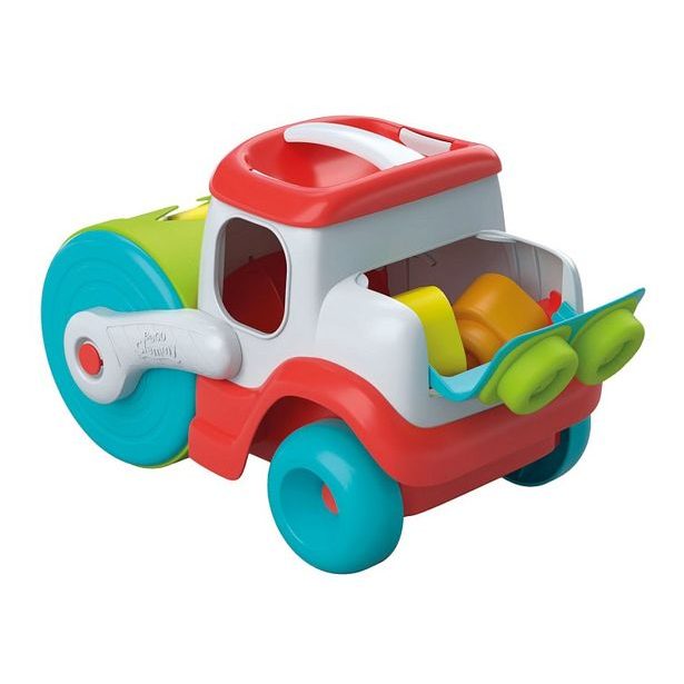 CLEMENTONI Clemmy baby - Stavební stroj, senzorický válec s měkkými kostkami
