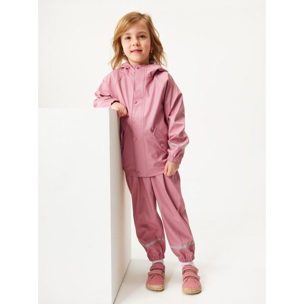 Unuo Dětské nepromokavé kalhoty bez zateplení, Starorůžová