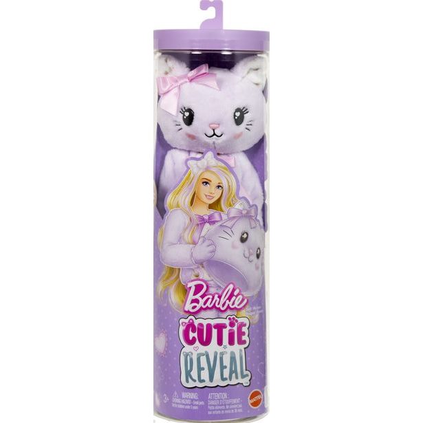 Barbie CUTIE REVEAL Barbie sladké mašle - fialové kotě