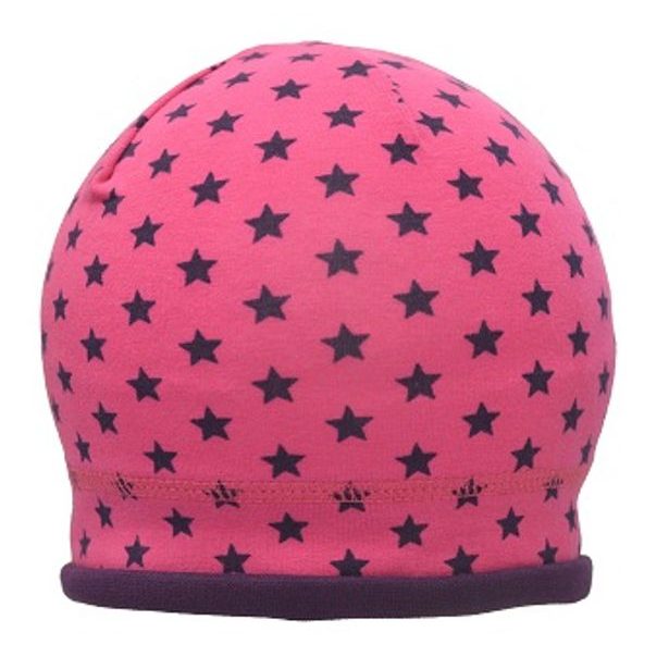 Jarná/Jesenná detská úpletová čiapka Hugo s paspulkou hvězdičky 30036536 ružová