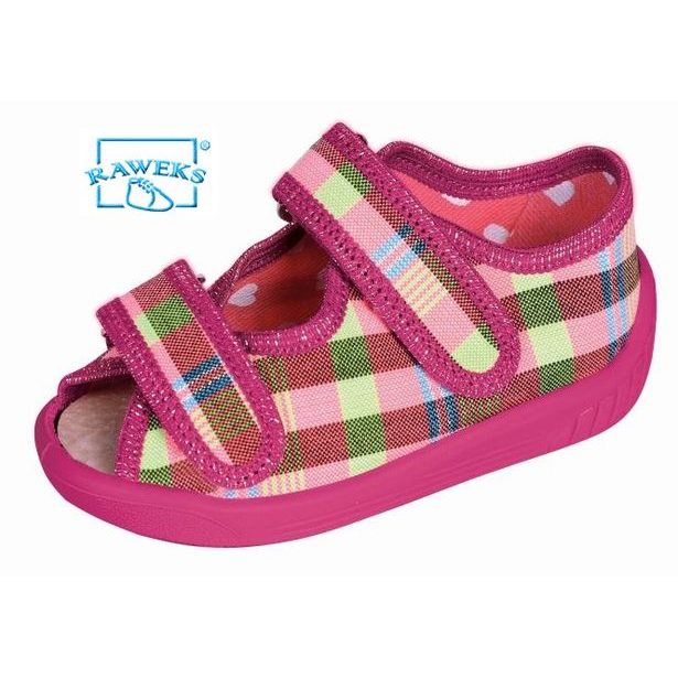 Domáca obuv RAWEKS Olek 204 růžová káro