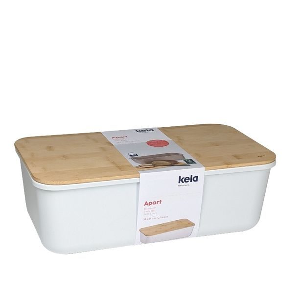KELA Chlebník Apart plast / dřevo bílá KL-12638