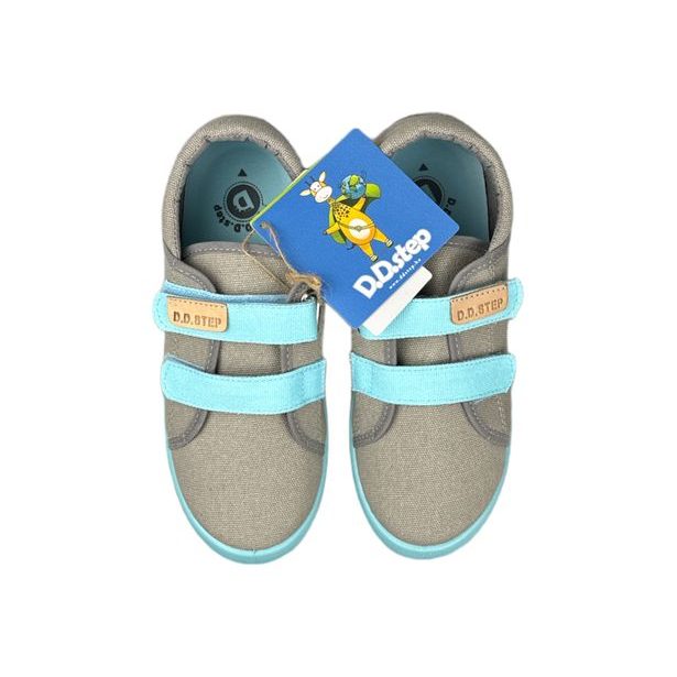 DDstep plátěnky, dětské boty - Šedo-tyrkysové