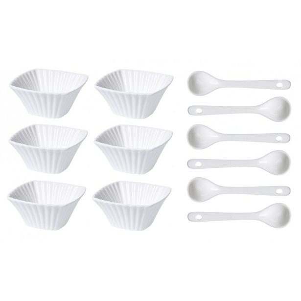 EXCELLENT HOUSEWARE Sada porcelánových misek se lžičkou 12 ks čtverec KO-798000050ctve