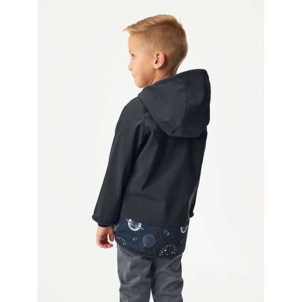 Unuo, Dětská softshellová bunda s fleecem Basic, Černá, Planety