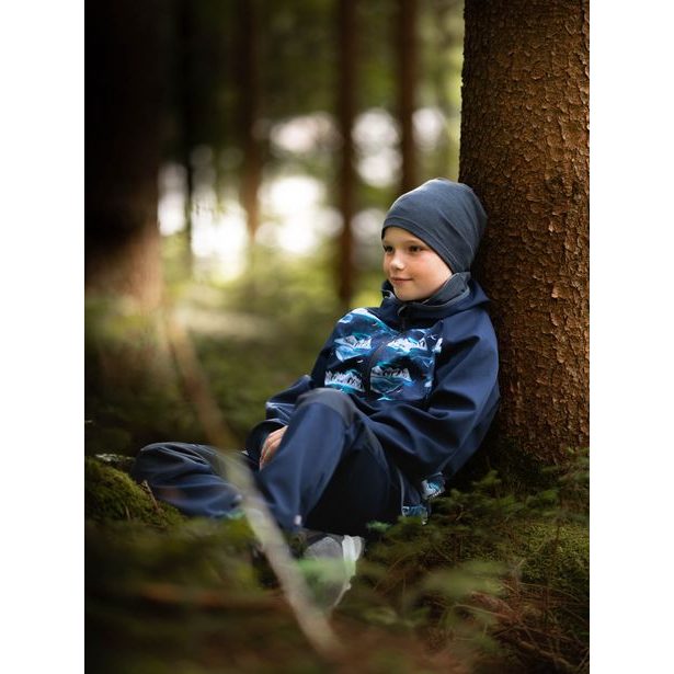 Unuo, Dětské softshellové kalhoty s fleecem Street Strong, Tm. Modročerná