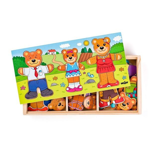 WOODY Šatní skříň - Oblékni si svou medvědí rodinku