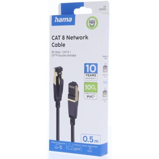 Hama síťový kabel Cat8 S/FTP RJ45 0,5 m, stíněný, 40 Gb/s