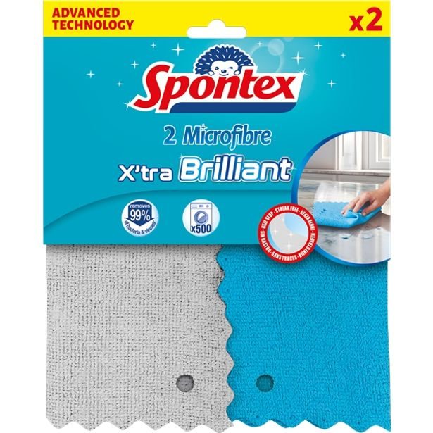 utěrka 2ks, 29x29cm X´tra Brilliant, vys.absorpce, mikrovl.SPONTEX