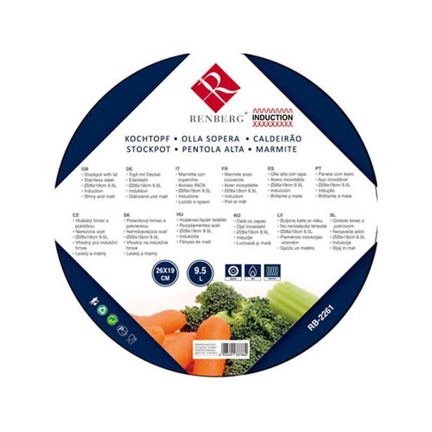 RENBERG Hrnec nerez s poklicí 9,5 l, INDUKCE RB-2261