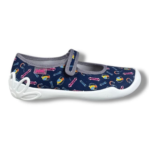 Dívčí balerínky, domácí obuv Befado - modré, Skate