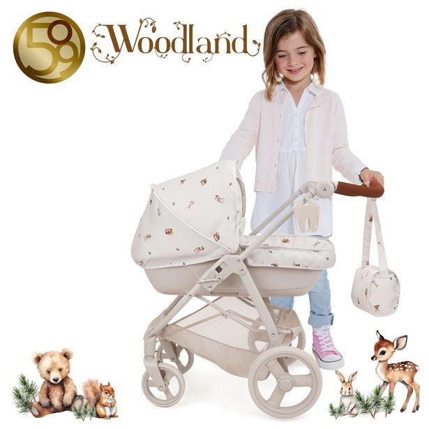 Kočárek pro panenky Bella 2v1 s taškou - Woodland